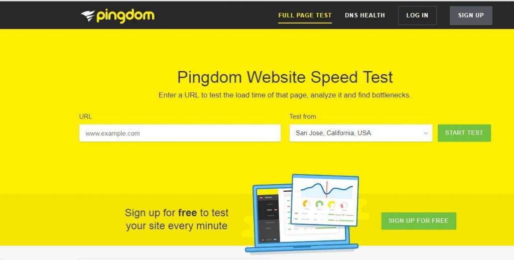 Сервис для оценки скорости работы сайта Pingdom